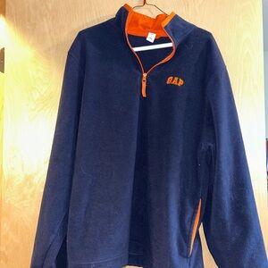 GAP Blue and Orange Zip Up Sweater with Sporty Design